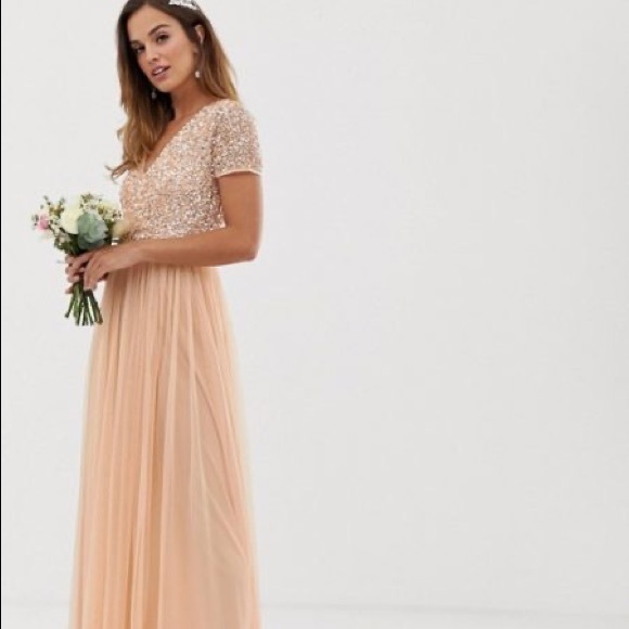 Maya Deluxe - Sequin Formal Dress - Coral/Creamsicle - Size 18 - Picture 11 of 12